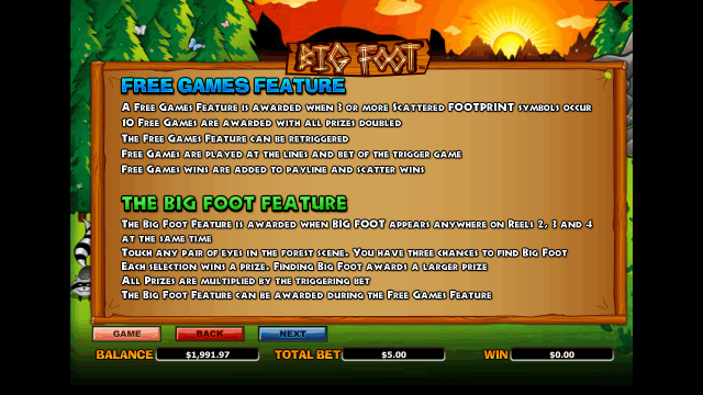 Игровой интерфейс Bigfoot 7