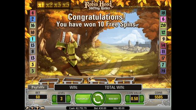 Игровой интерфейс Robin Hood Shifting Riches 5
