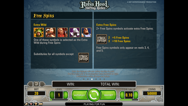 Игровой интерфейс Robin Hood Shifting Riches 3