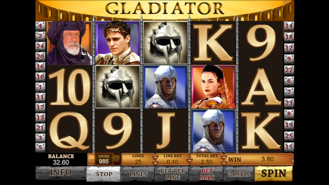 Игровой интерфейс Gladiator Jackpot 5