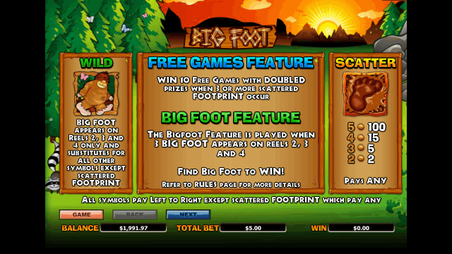 Бонусная игра Bigfoot 4